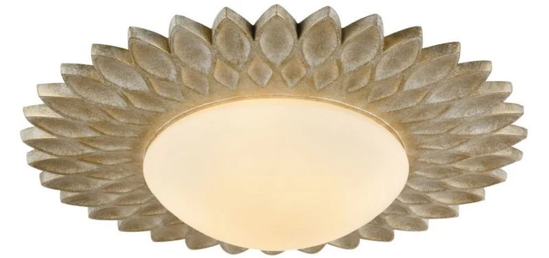 Casa Padrino Designer Deckenleuchte Cremegold / Weiß Ø 56 x H. 10,3 cm - Moderne Deckenlampe