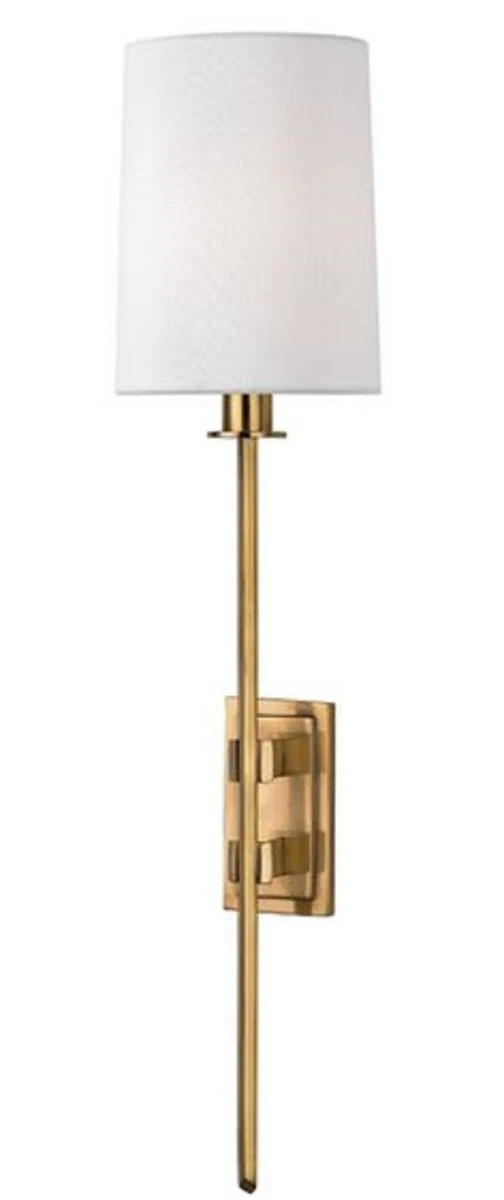 Casa Padrino Luxus Wandleuchte Antik Messingfarben / Weiß 14 x 9,5 x H. 57,8 cm - Hotel & Restaurant Deko Accessoires