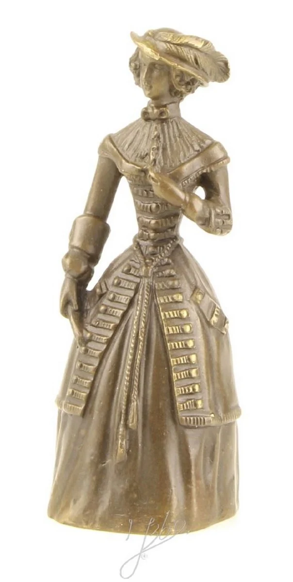 Casa Padrino Jugendstil Tischglocke Lady Bronze / Gold 5,5 x H. 13,8 cm - Tischklingel Service Glocke aus Bronze - Hotel & Gastronomie Accessoires