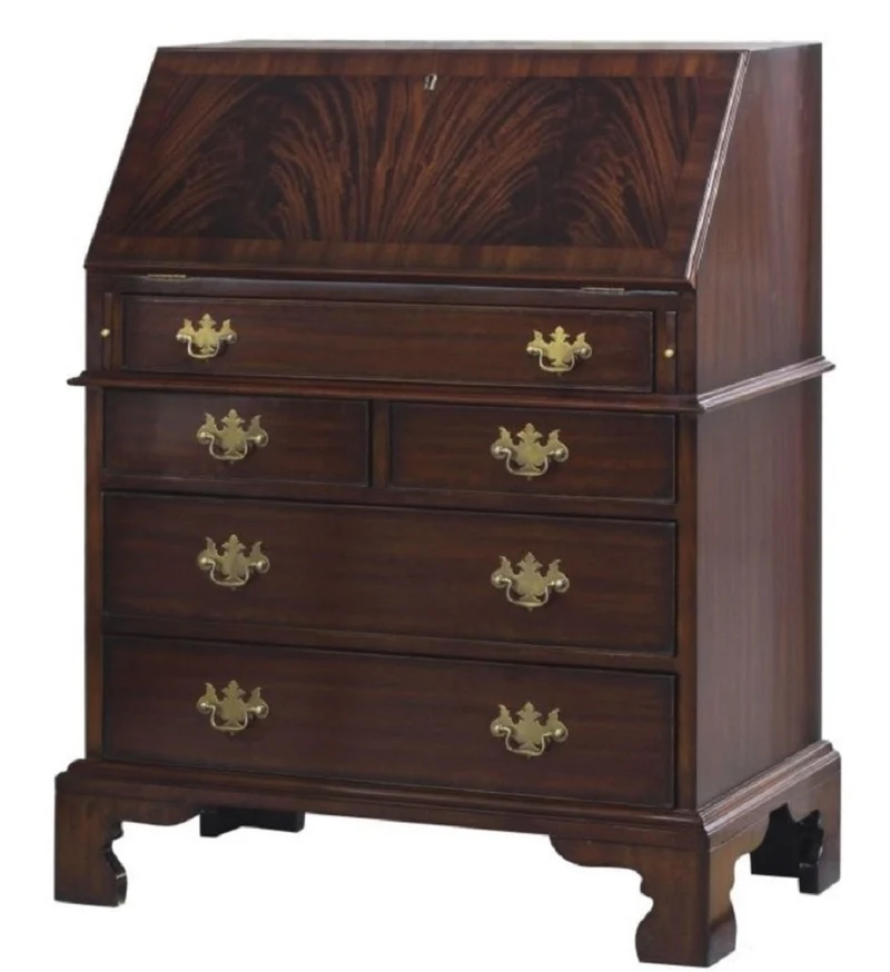 Casa Padrino Luxus Schreibkommode mit 12 Schubladen Dunkelbraun 77 x 44 x H. 102 cm - Luxus Möbel