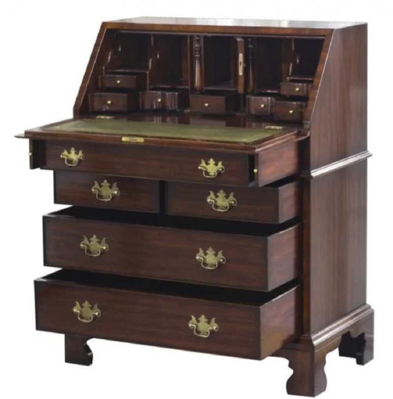 Casa Padrino Luxus Schreibkommode mit 12 Schubladen Dunkelbraun 77 x 44 x H. 102 cm - Luxus Möbel