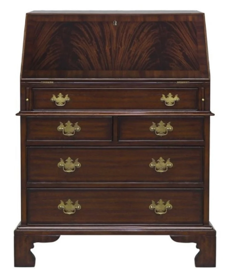 Casa Padrino Luxus Schreibkommode mit 12 Schubladen Dunkelbraun 77 x 44 x H. 102 cm - Luxus Möbel