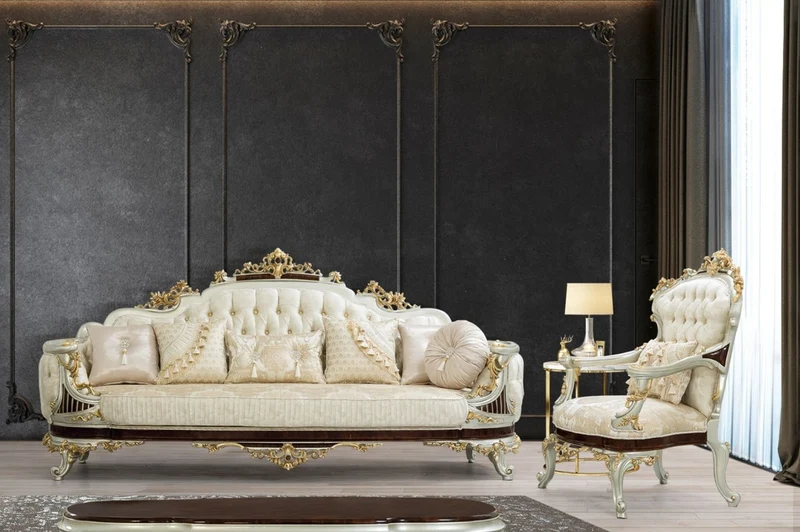 Casa Padrino Luxus Barock Sessel Creme / Beige / Dunkelbraun / Silber / Gold 83 x 80 x H. 125 cm - Prunkvoller Barockstil Wohnzimmer Sessel mit elegantem Muster - Barock Möbel