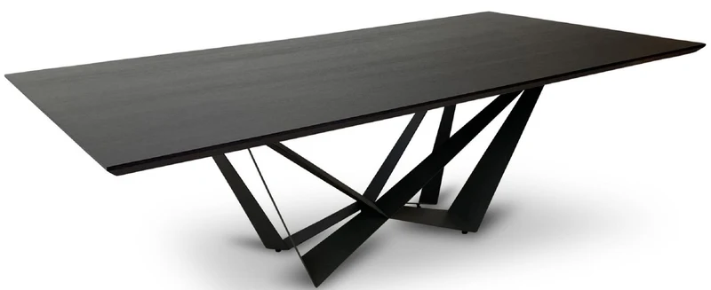 Casa Padrino Luxus Esstisch Schwarz 240 x 120 x H. 76 cm - Rechteckiger Küchentisch mit Eichenholz Furnier Tischplatte - Luxus Esszimmer Möbel