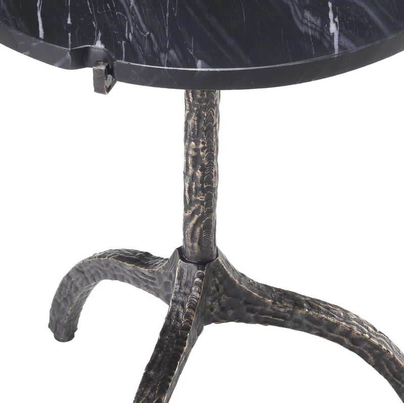 Casa Padrino Luxus Beistelltisch Bronzefarben / Schwarz Ø 45 x H. 58,5 cm - Messing Tisch mit Marmorplatte - Wohnzimmer Möbel - Luxus Möbel