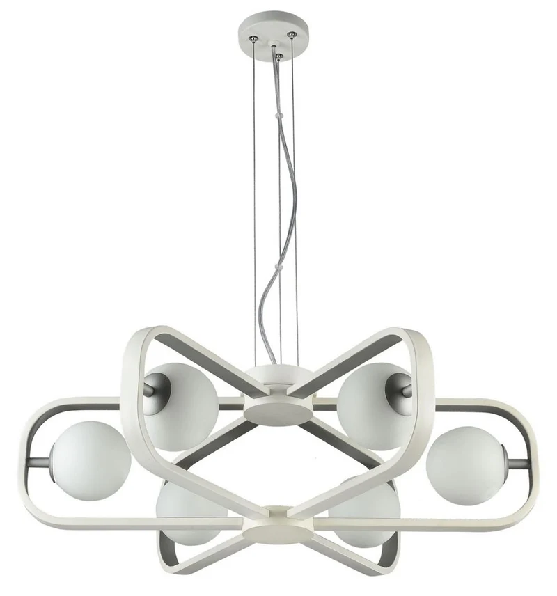 Casa Padrino Luxus Hängeleuchte Weiß / Silber Ø 65 x H. 20 cm - Luxus Kollektion