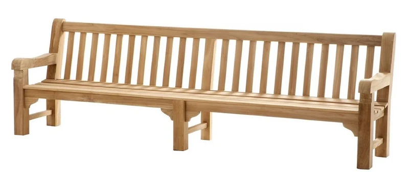 Casa Padrino Luxus Teakholz Sitzbank / Gartenbank Naturfarben 300 x 69 x H. 95 cm - Massivholz Bank - Gartenmöbel - Teakholz Möbel - Luxus Qualität