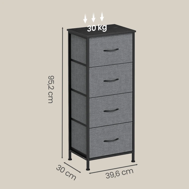 Sideboard Mit 4 Stoffschubladen - Stahlrahmen - Für Schlafzimmer Oder Flur