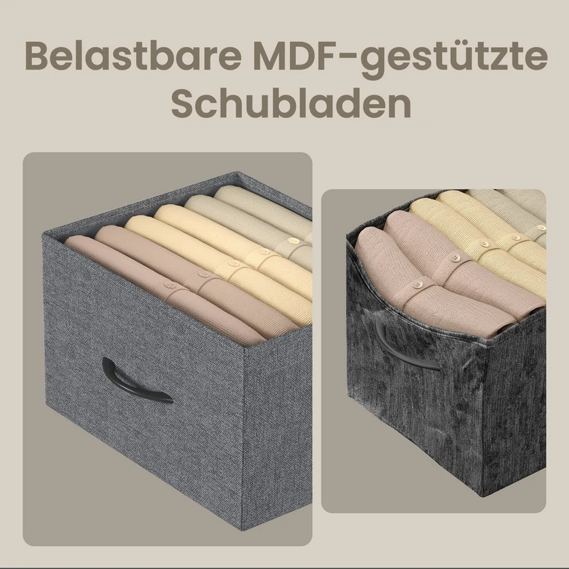 Sideboard Mit 4 Stoffschubladen - Stahlrahmen - Für Schlafzimmer Oder Flur