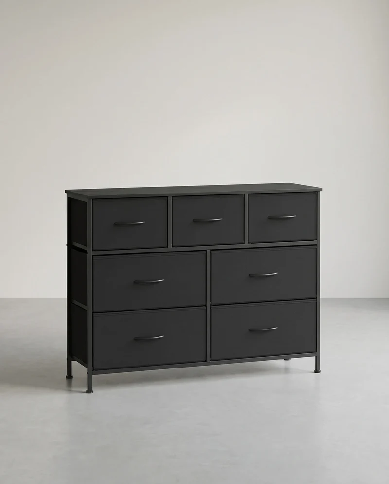 Sideboard Mit 7 Stoffschubladen - Stahlrahmen - Für Schlafzimmer Oder Flur