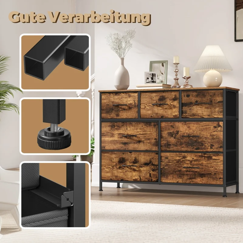 Sideboard Mit 7 Stoffschubladen - Stahlrahmen - Für Schlafzimmer Oder Flur