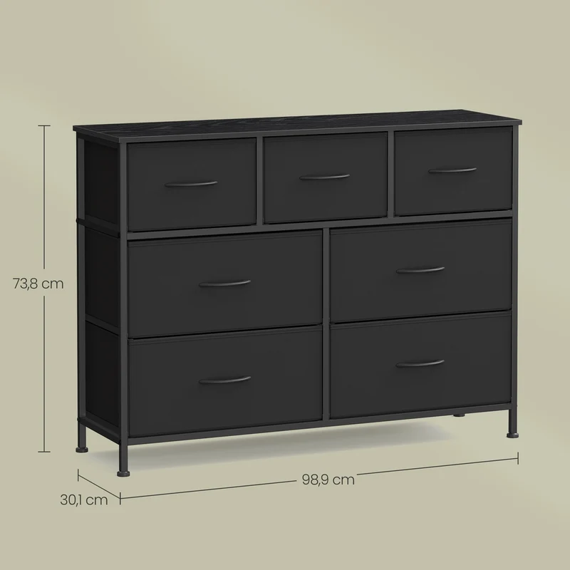 Sideboard Mit 7 Stoffschubladen - Stahlrahmen - Für Schlafzimmer Oder Flur