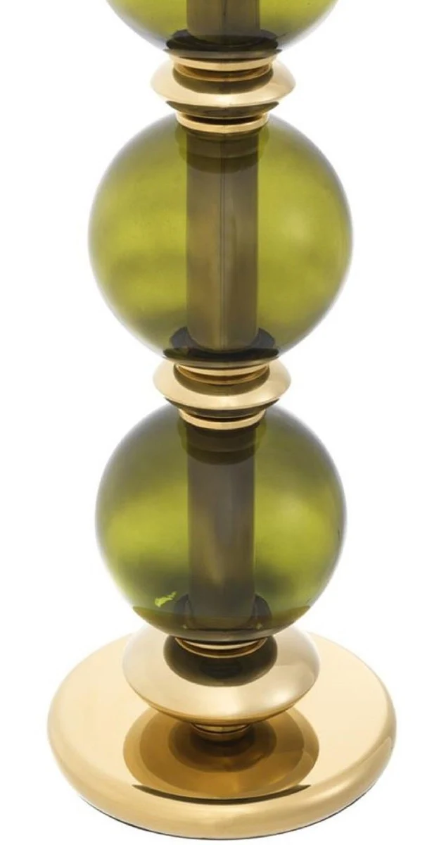 Casa Padrino Luxus Tischleuchte Grün / Gold Ø 50 x H. 105 cm - Wohnzimmer Tischlampe mit mundgeblasenem Glas