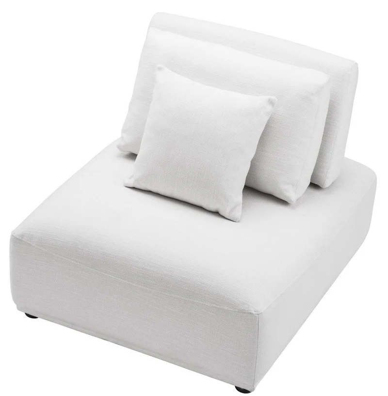 Casa Padrino Luxus Sessel Weiß / Schwarz 93 x 109 x H. 83 cm - Wohnzimmer Sessel mit Rückenlehne und 2 Kissen - Wohnzimmer Möbel