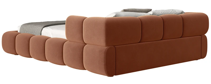 Upholstered bed 160x200 cm Stormi, rollable frame, copper chenille, hydrophobic, easy-clean