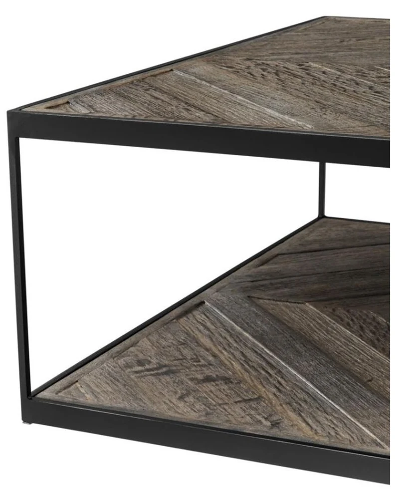 Casa Padrino Designer Couchtisch aus verzinktem Stahl und verwittertem Eichenholz - Luxus Kollektion