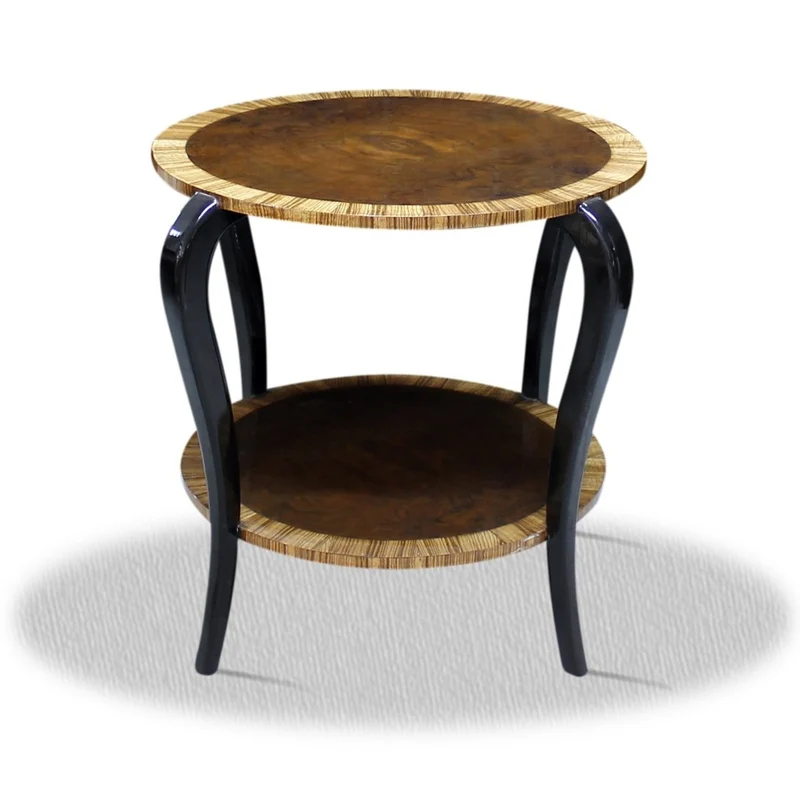 Casa Padrino Designer Beistelltisch 65 x 65 x H. 75 cm - Antik Stil Tisch aus Massivholz in Hellbraun, Dunkelbraun und Hochglanzschwarz