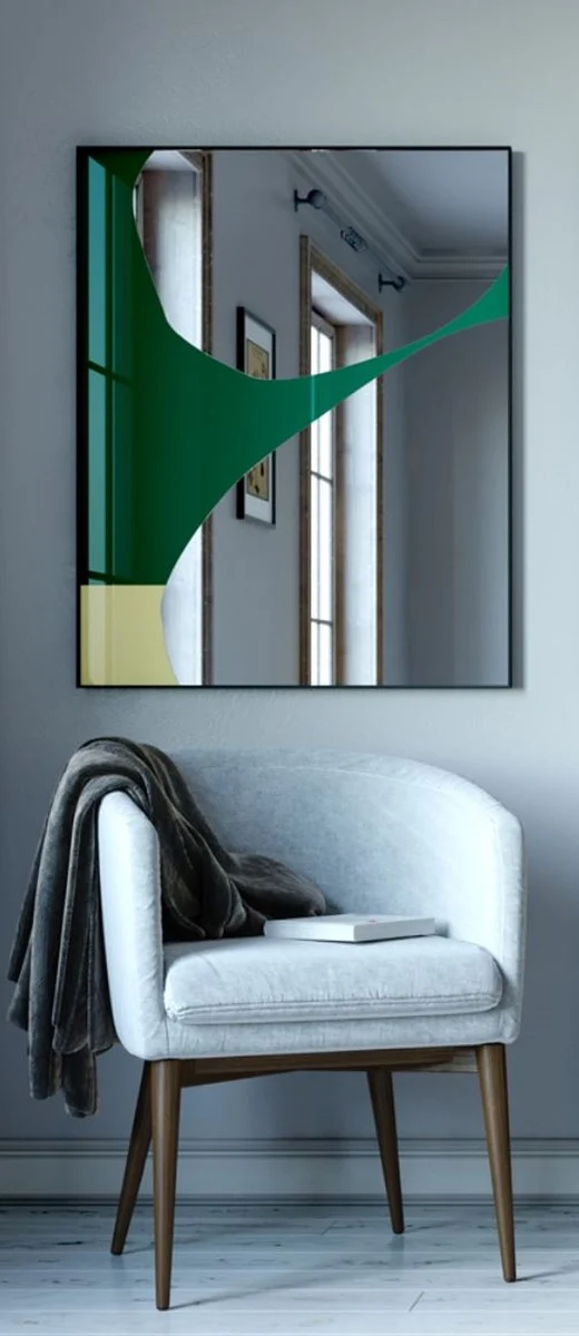 Casa Padrino Designer Wandspiegel Grün / Gold 81 x H. 107 cm - Wohnzimmer Spiegel - Garderoben Spiegel - Luxus Qualität