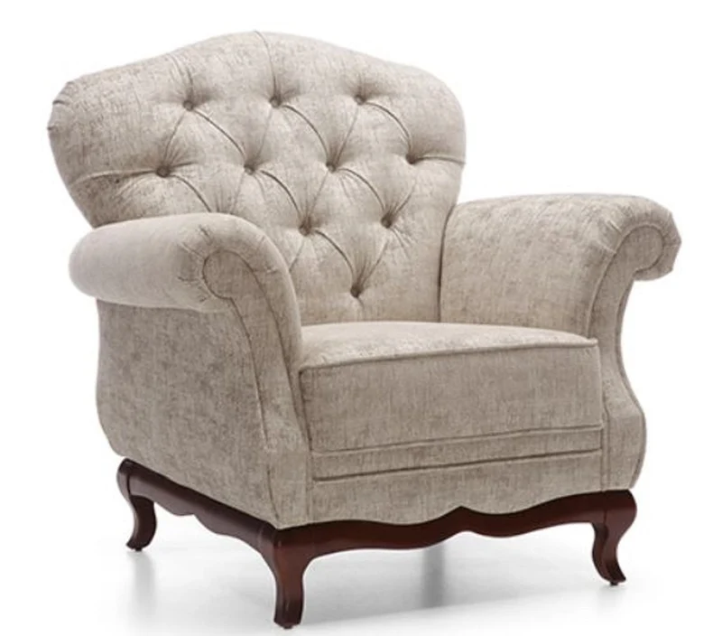 Casa Padrino Luxus Art Deco Chesterfield Wohnzimmer Sessel Greige / Dunkelbraun 99 x 90 x H. 98 cm - Wohnzimmermöbel