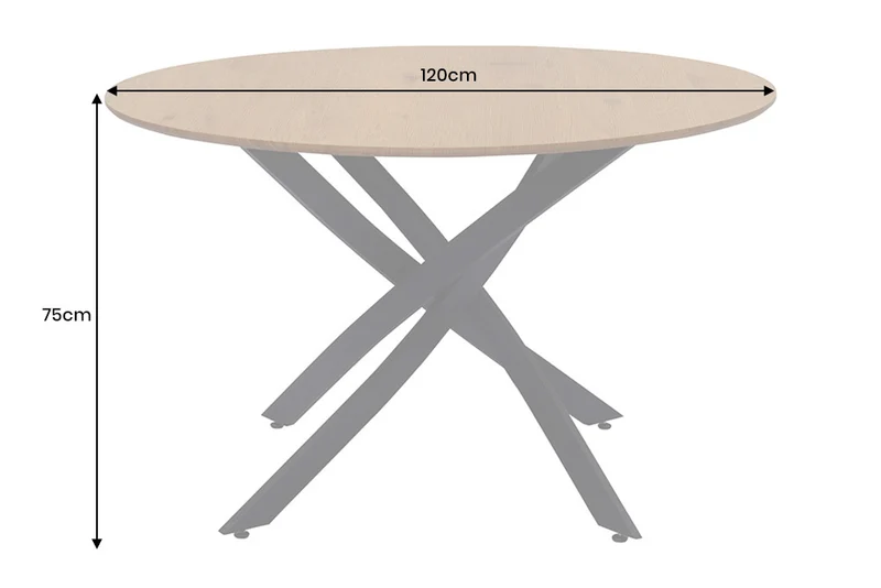 Design Esstisch TULUP rund 120cm natur Eiche-Optik Metallbeine