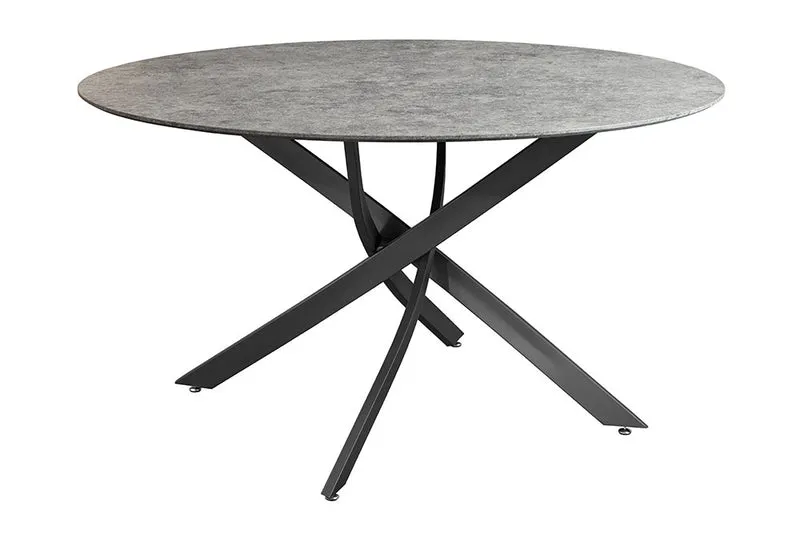 Design Esstisch TULUP rund 120cm grau Beton-Optik Metallbeine