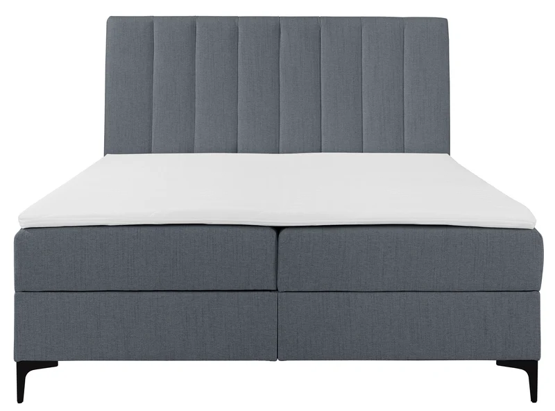 Kontinentales Bett 180x200 cm Lorentes mit Stauraum und Topper, dunkelgraues Flechtmuster