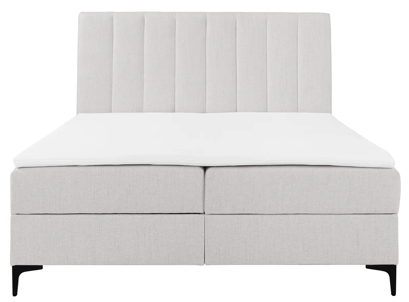 Kontinentalbett 180x200 cm Lorentes mit Stauraum und Topper, hellbeige, Geflecht