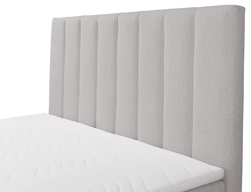 Kontinentalbett 180x200 cm Lorentes mit Stauraum und Topper, hellbeige, Geflecht
