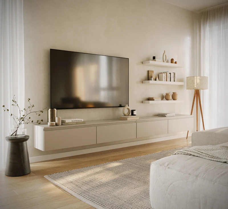Hängender TV-Schrank Bemmi 300 cm Kaschmir