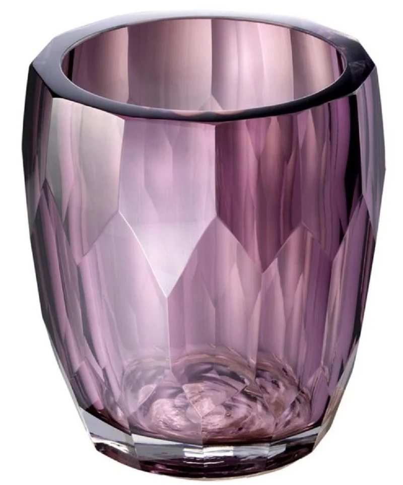 Casa Padrino Luxus Deko Glas Vase Lila Ø 12 x H. 14 cm - Luxus Qualität