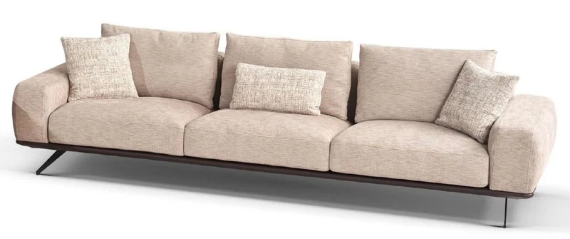 Casa Padrino Luxus Sofa Beige / Dunkelbraun 320 x 100 x H. 70 cm - Wohnzimmer Sofa - Hotel Sofa - Wohnzimmer Möbel - Hotel Möbel - Luxus Möbel - Luxus Einrichtung - Wohnzimmer Einrichtung