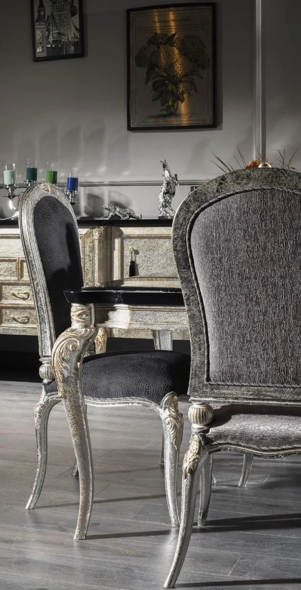 Casa Padrino Luxus Barock Esszimmer Set - 1 Esstisch & 6 Esszimmerstühle - Esszimmermöbel im Barockstil - Luxus Qualität - Edel & Prunkvoll
