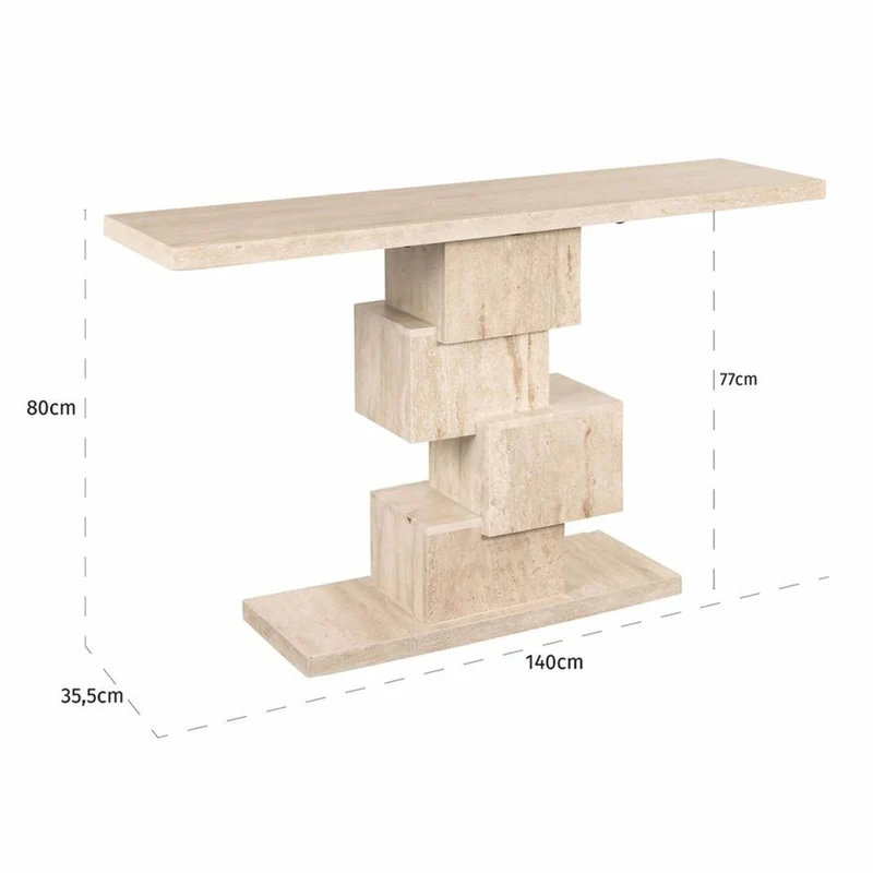 Casa Padrino Luxus Travertin Konsole Beige 140 cm - Luxus Naturstein Möbel