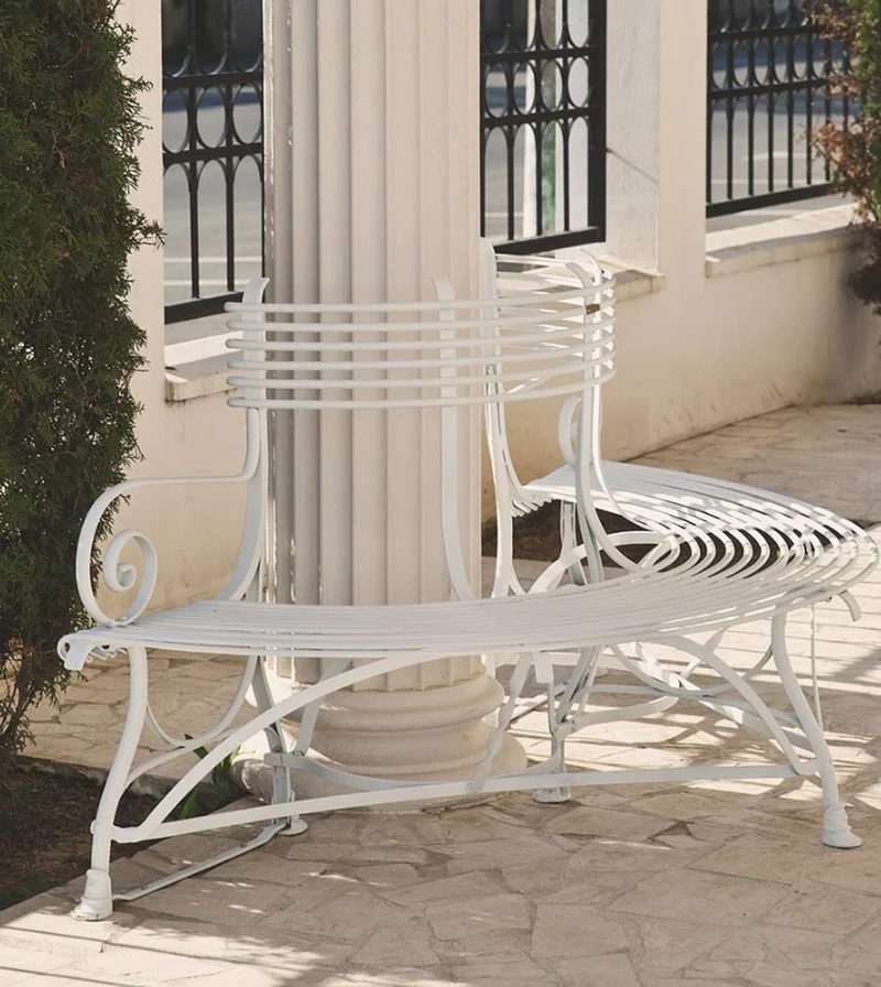 Casa Padrino Schmiedeeisen Gartenbank 1,9 x 0,9 x H. 0,9m - Vintage Baumbank