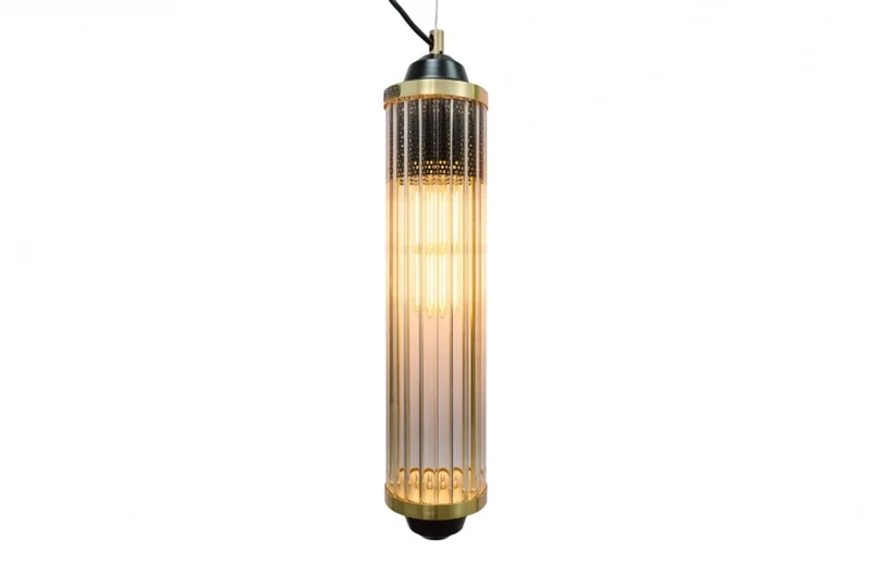 Casa Padrino Luxus Hängeleuchte Messing / Schwarz Ø 10 x H. 51 cm - Luxus Hotel & Restaurant Leuchte