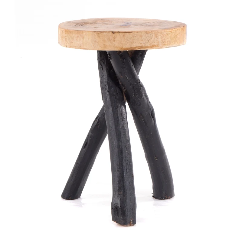 BEISTELLTISCH TEAKHOLZ 40 | 40x34cm (HxB) Massivholz Telefontisch | Farbe: 04 schwarz-natur