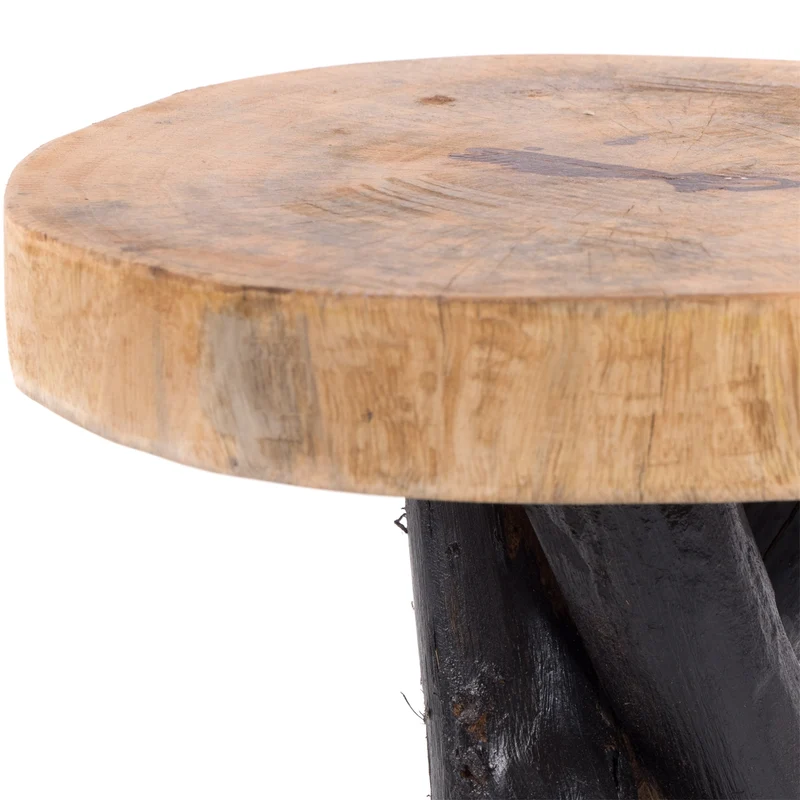 BEISTELLTISCH TEAKHOLZ 40 | 40x34cm (HxB) Massivholz Telefontisch | Farbe: 04 schwarz-natur