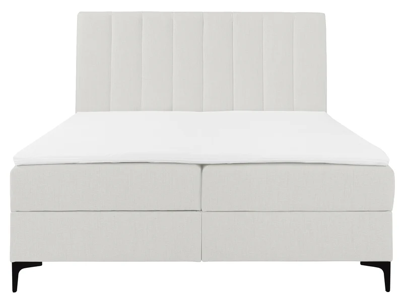 Kontinentalbett 180x200 cm Lorentes mit Stauraum und Topper, cremefarbenes Geflecht
