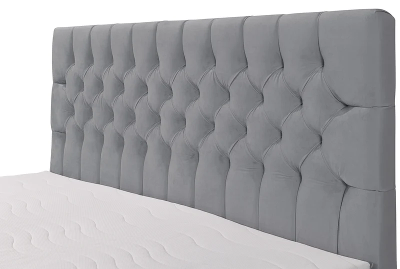 Kontinentalbett 160x200 cm Daissy mit Stauraum und Topper, grauer Samt