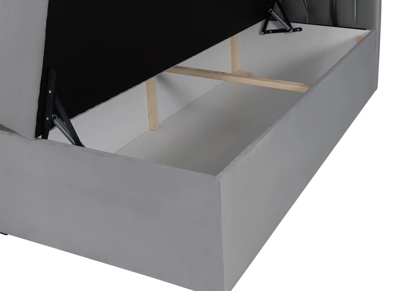 Kontinentalbett 160x200 cm Daissy mit Stauraum und Topper, grauer Samt