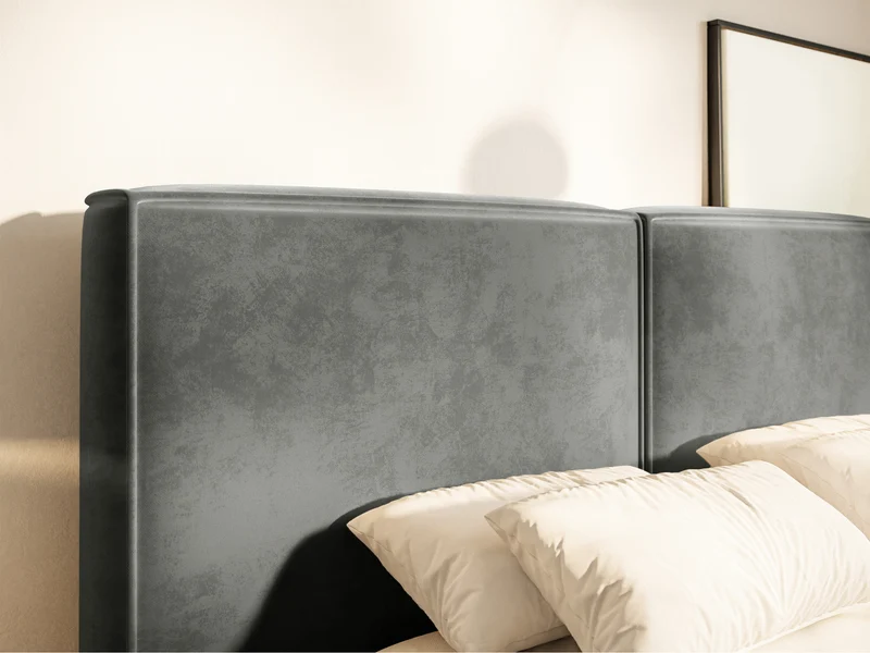 Polsterbett 140x200 cm Tilves mit Stauraum, Metallrahmen, grauer Samt