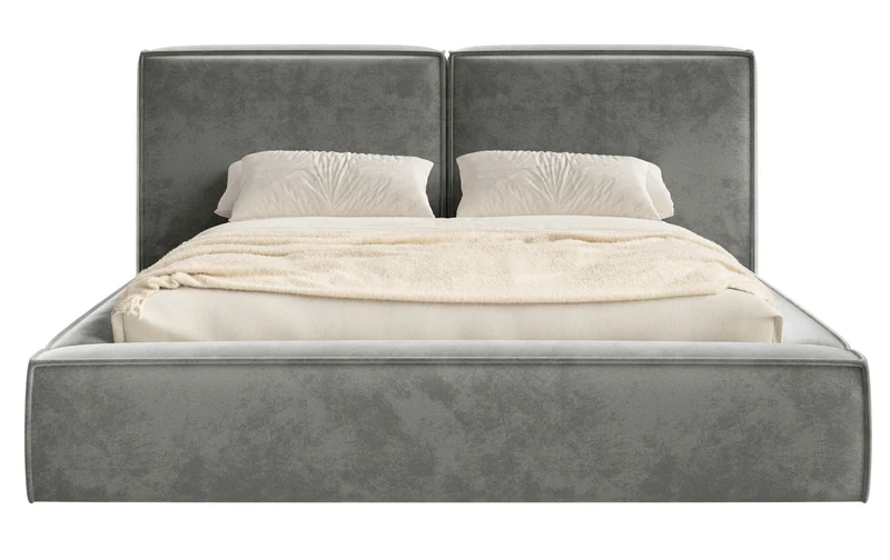 Polsterbett 140x200 cm Tilves mit Stauraum, Metallrahmen, grauer Samt