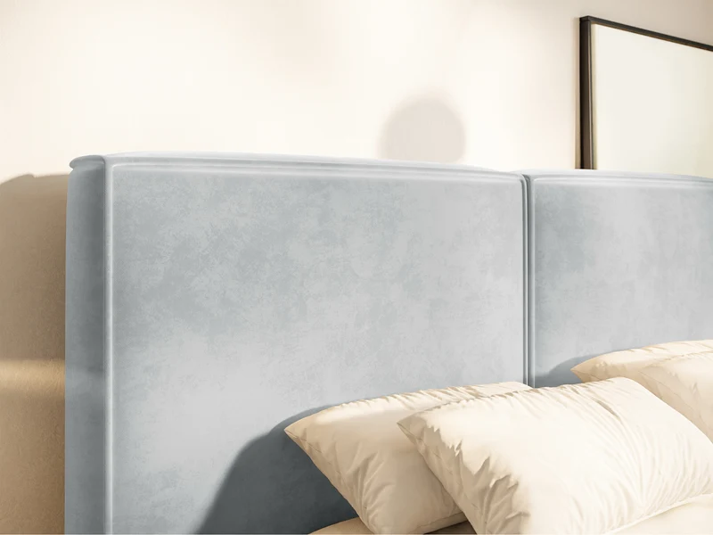 Polsterbett 160x200 cm Tilves mit Stauraum, Metallrahmen, hellgrauer Samt