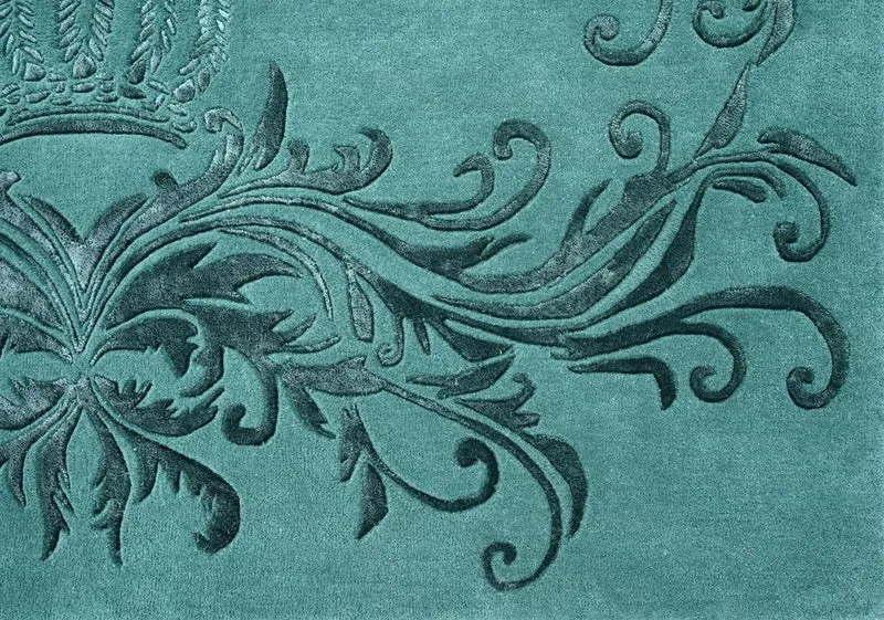 Pompöös by Casa Padrino Luxus Barock Teppich Krone von Harald Glööckler Grün 200 x 300 cm