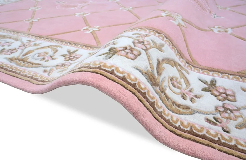 Pompöös by Casa Padrino Luxus Barock Teppich Krone von Harald Glööckler Rosa / Weiß / Braun 200 x 300 cm
