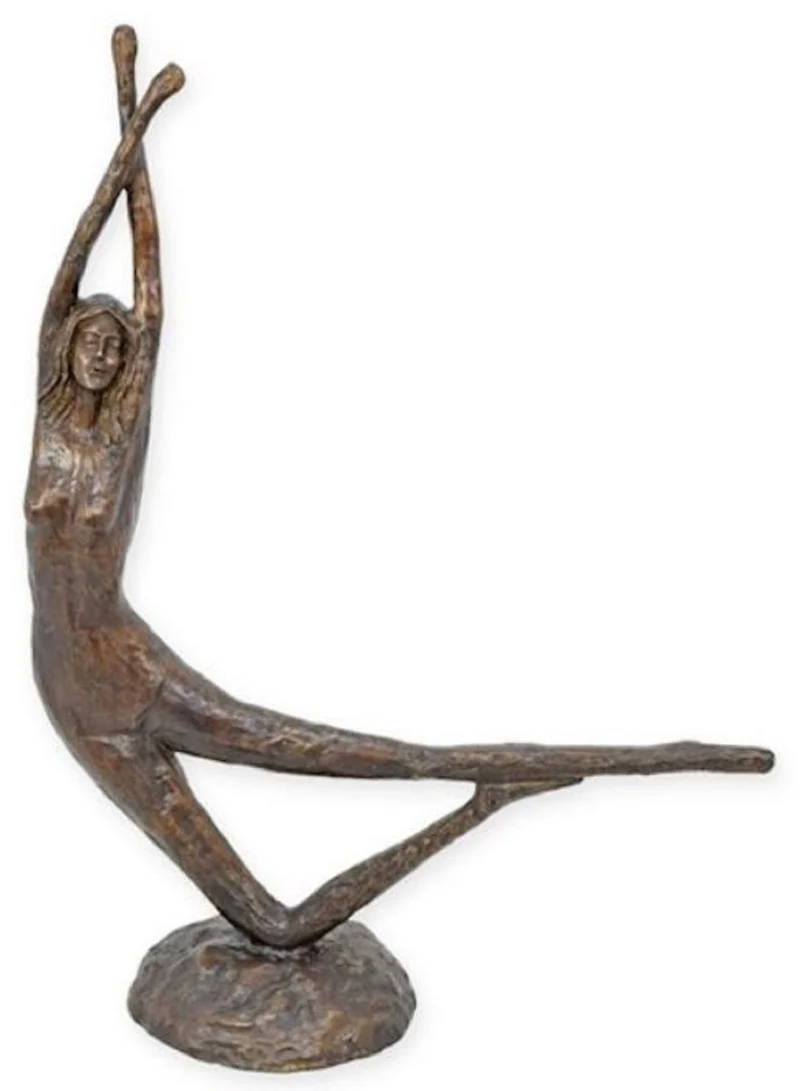 Casa Padrino Luxus Bronze Deko Skulptur Tänzerin Antik Bronze 74 x 27 x H. 100 cm - Große Bronze Deko Figur - Wohnzimmer Deko - Büro Deko - Deko Accessoires
