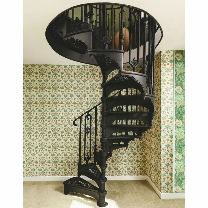 Casa Padrino Barock Wendeltreppe / Spiraltreppe mit Geländer linke Seite Schwarz H. 240 cm