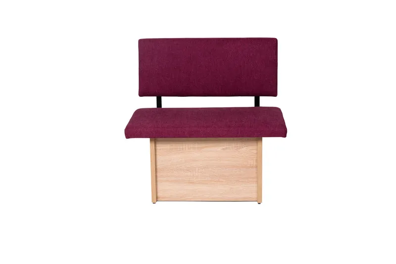 Sitzbank 'Das Raumwunder', 85cm mit Lehne, Stoff Bordeaux