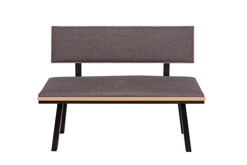 Sitzbank 'Die Elegante', 125 cm mit Lehne, Stoff Grau