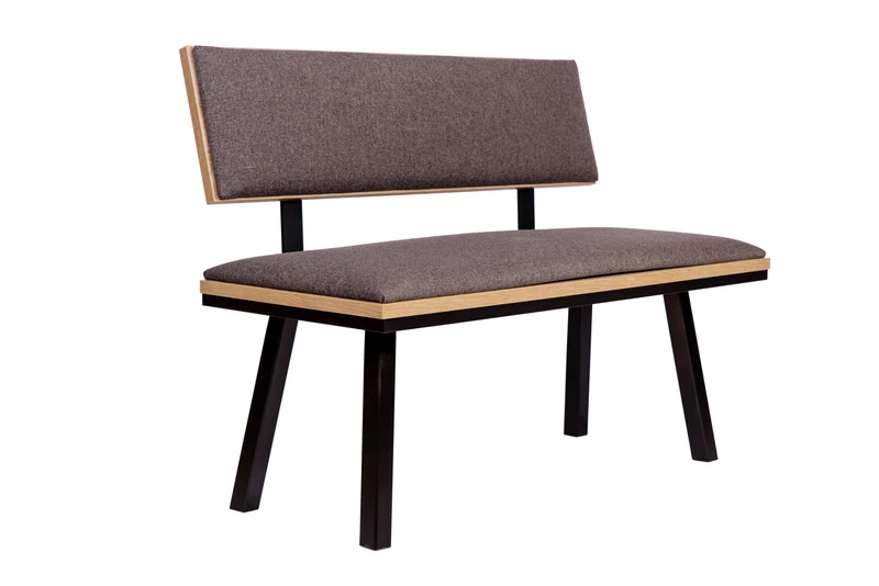 Sitzbank 'Die Elegante', 125 cm mit Lehne, Stoff Grau